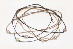 Beach Collection waxed cotton cord necklace with tahitian pearl