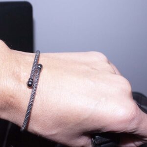 Bracciale rigido in argento colore rodio nero