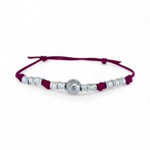 Silver bracelet mounted on waxed wire