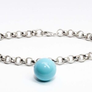 Collezione Bubble Bracciale rolò in argento con pendente in pasta di turchese
