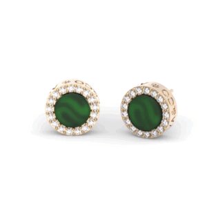 Go.Bu Collection Rose gold earrings with green onyx and diamonds