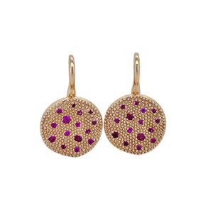 Sassi Collection earrings in 18 kt rose gold and rubies