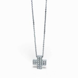 Croce greca in oro bianco e diamanti