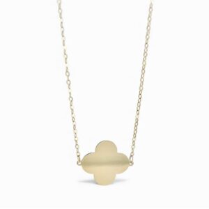 Collana con quadrifoglio lastra in oro 9Kt