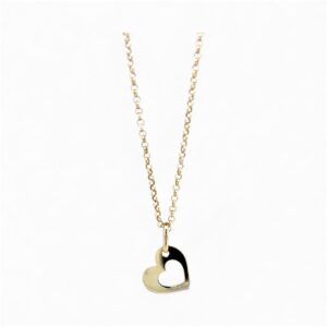 Rolo necklace with 9 kt gold heart pendant