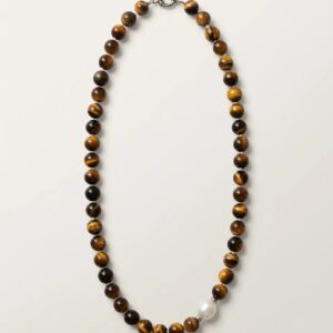 collana occhio di tigre e perla fresh water